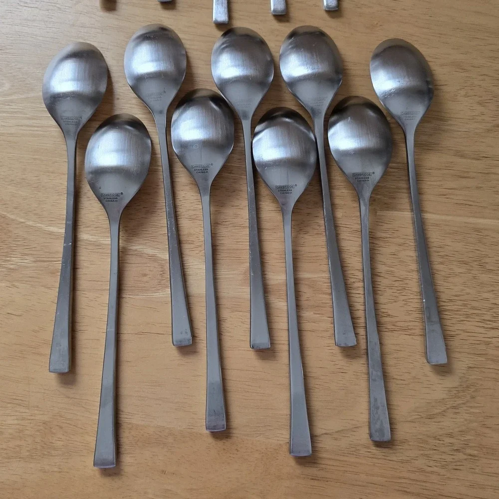 Cambridge Stainless Flatware Service for 9 Satin Tapered Handles 45 Piece Set